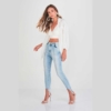 Calça Jeans Cropped Jegging Feminina Lado Avesso